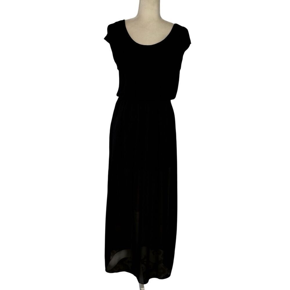 Finn & Clover black mini dress with sheer long overlay - M